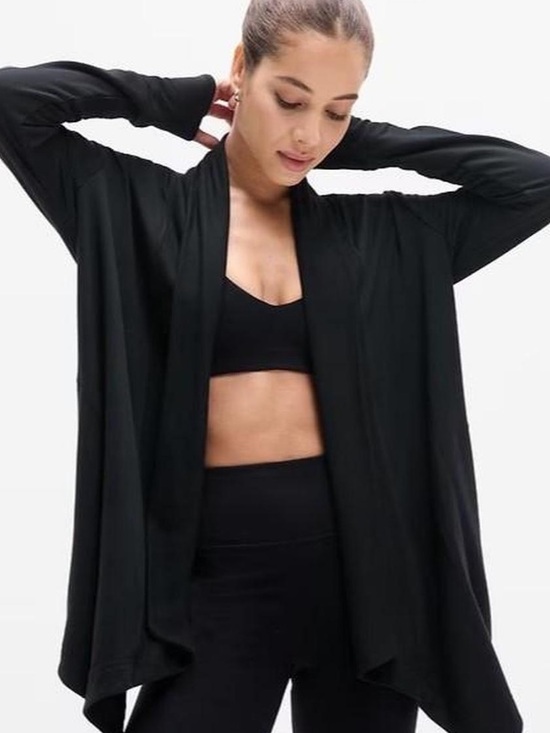 Athleta Sweaters - Athleta Black Lightweight Draped Open-Front Cardigan